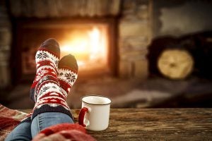 Winter legs by the fire